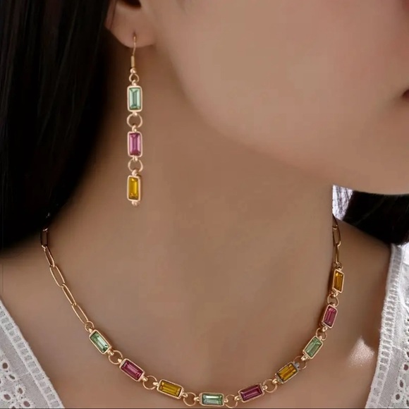 Fashion Jewelry Jewelry - ❌SOLD❌New-Necklace & Earrings Set Multi Color rhinestones.